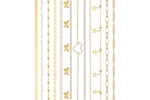 FUNEIA 12Pcs Beach Bikini Belly Chain for Women Boho Gold Waist Chain for Women Simple Boho Waist Beads Body Chain Summer Body Accessories Jewelry Adjustable