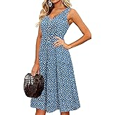 II ININ Women's 2025 Sundresses Casual Summer Tank Dress V Neck Sleeveless Button Down Midi Floral Beach Dress with Pockets
