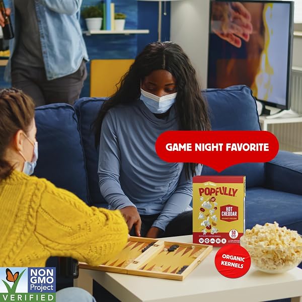 POPFULLY HOT CHEDDAR POPCORN FULLY POPS, SHARING BAGS, BOLD CHEESE TASTE, BIG POP, MICRO POPCORN BAGS, 3-PACK