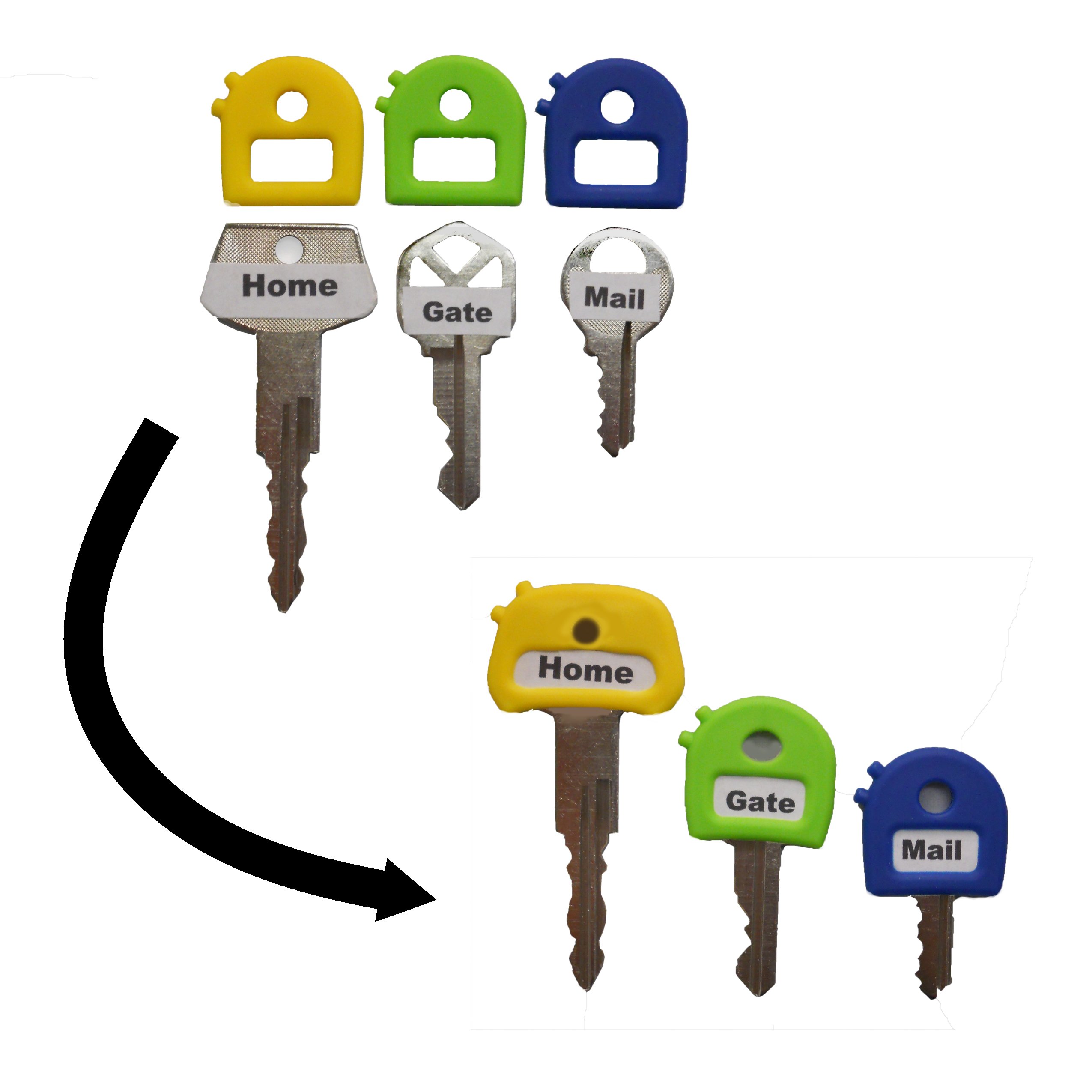 Key Caps Tags Stretchy 2in1 Key Cap AND Tag 8 Pack Dark Blue