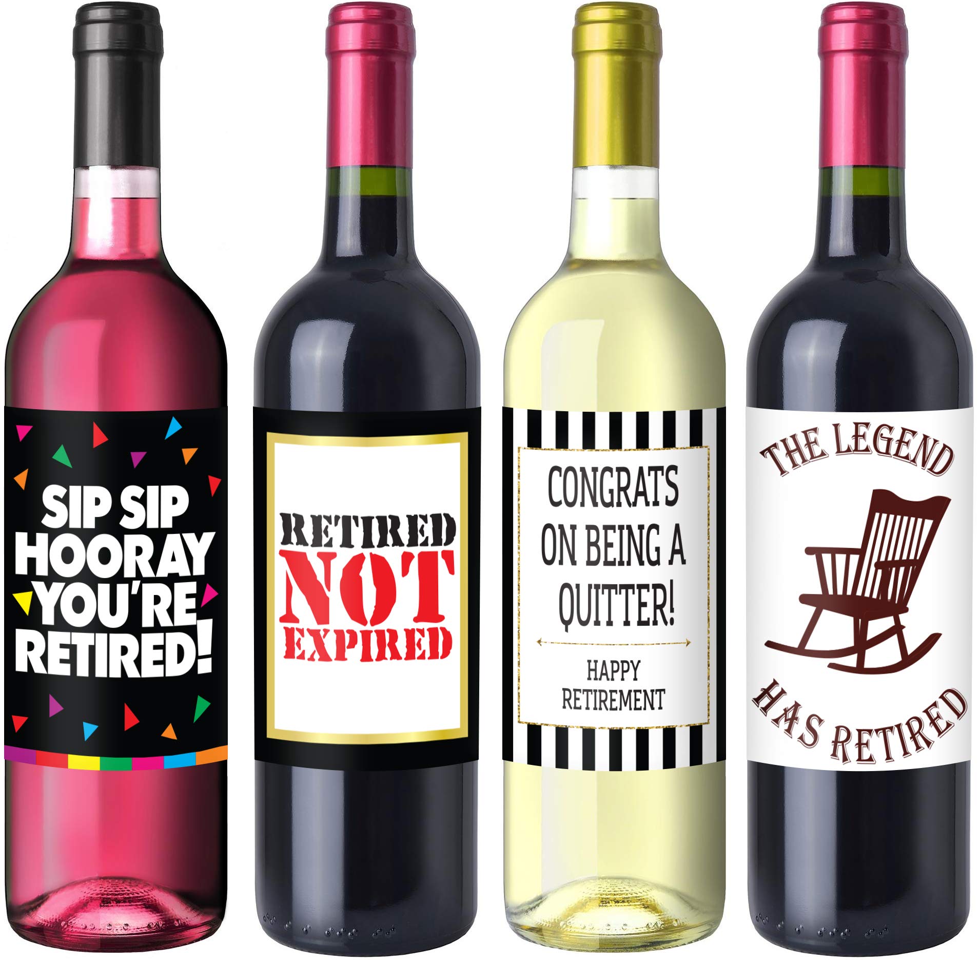 Retirement Party Wine Bottle Labels - Funny Retirement Gifts for Men and Women - Retirement Party Supplies, Decorations and Favors - Waterproof Peel and Stick