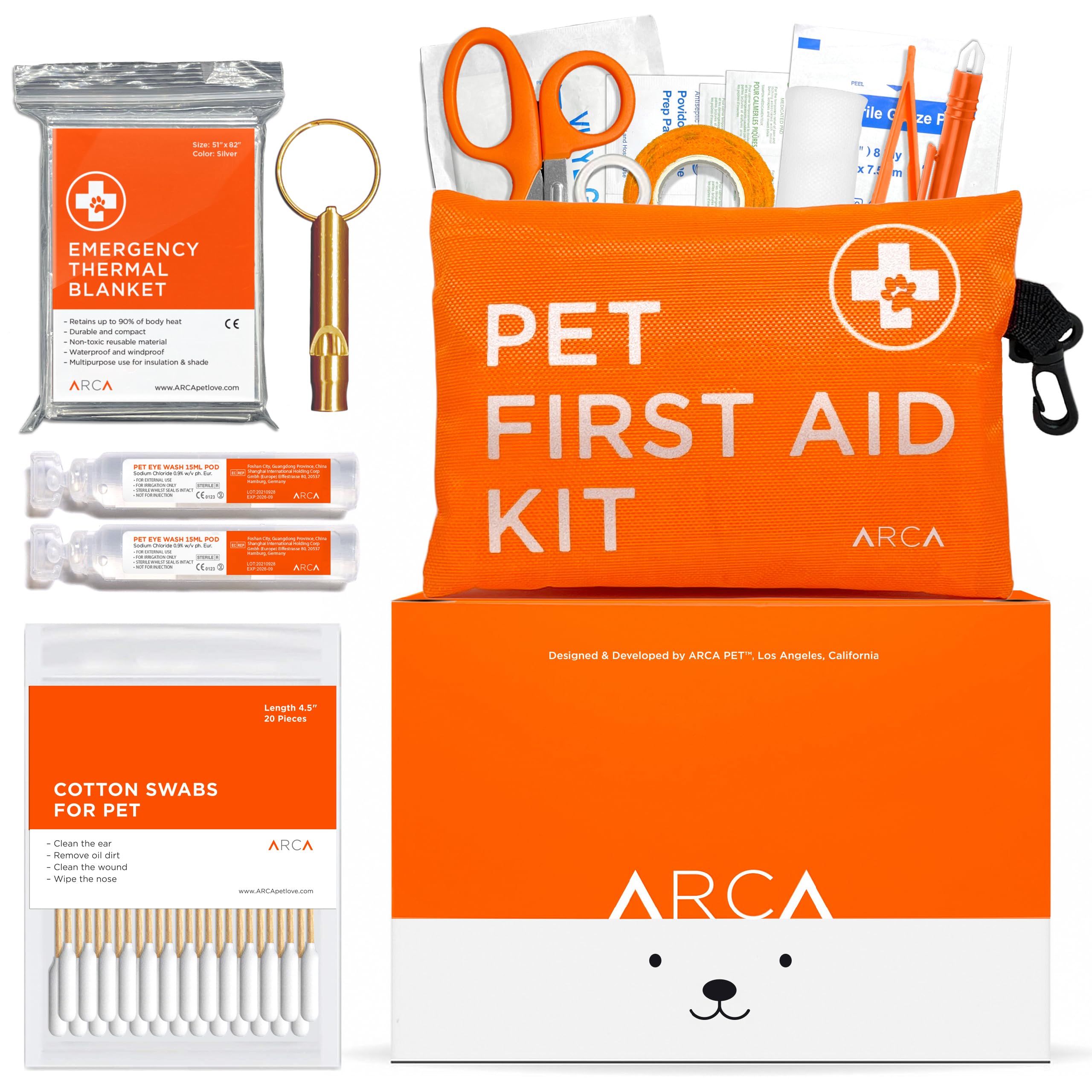 Photo 1 of ARCA PET Dog First Aid Kit - Pet Emergency Kit - Water Resistant High Visibility Reflective First Aid Pouch Dog Camping Essentials for Hiking, Backpacking, Sports, Hunting