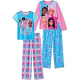 Barbie Girls Pajama Pants and Sleep Shirt Sets for Kids 4 Piece Sleepwear Set for Girls