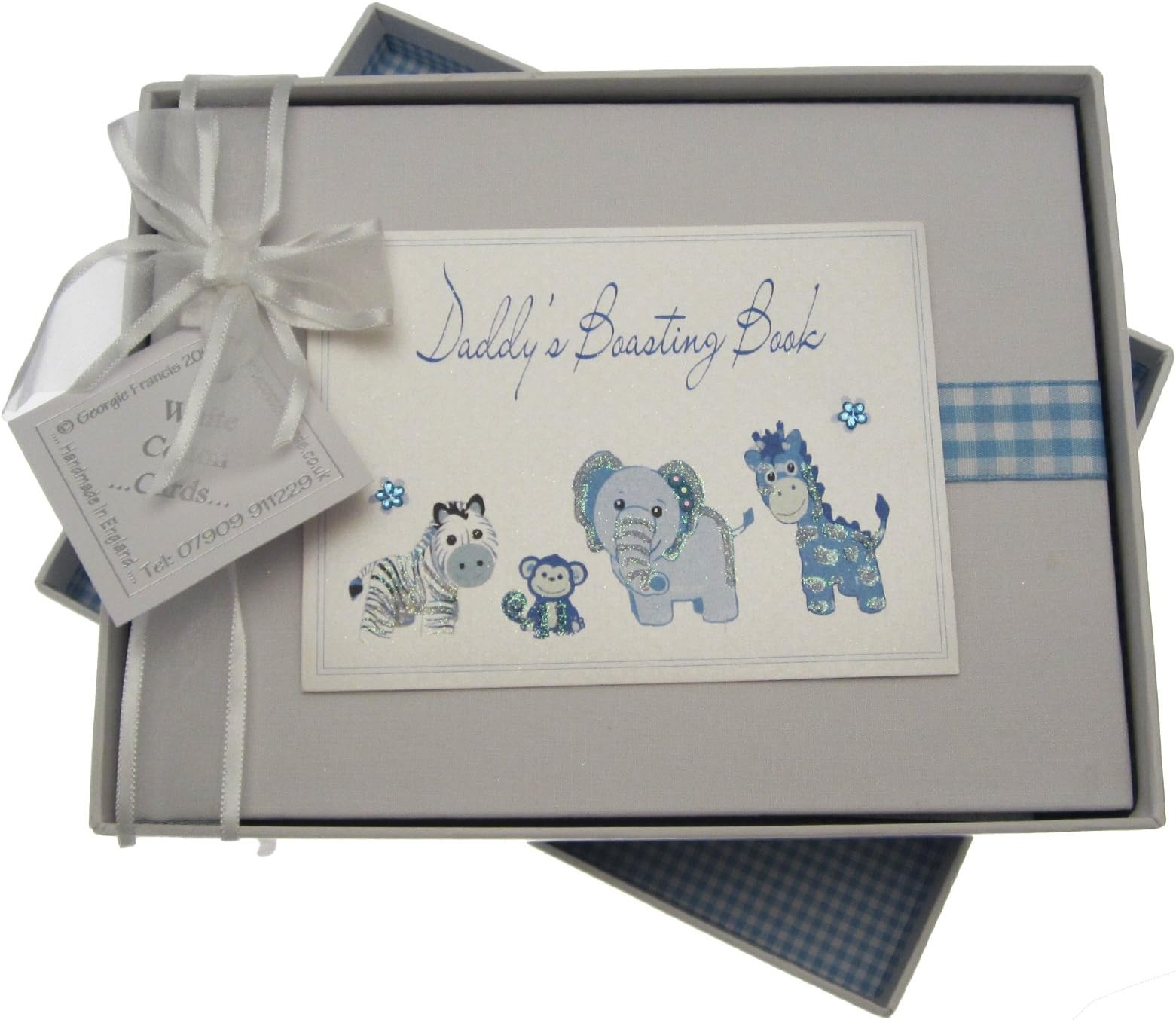 White Cotton Cards Daddy's Boasting Book Photo Album Toys Range (Blue Gingham)