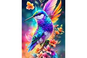 Meothan Hummingbird Diamond Art Painting Kits for Adults Beginners DIY Paint by Diamonds Birds Full Drill Round Gem Art Dots Paintings Projects for Adults Wall Decor Gifts (12x16IN)