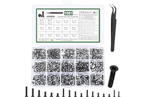 YOUYIDUN 1060 Pcs Small Laptop Screws Kit, Micro Flat Head Phillips Countersunk Bolts, Replacement Computer Screws Assortment Kit for Electronic SSD Hard Disk PC Screw, M1.4 M1.7 M2 M2.5, with Tweezers