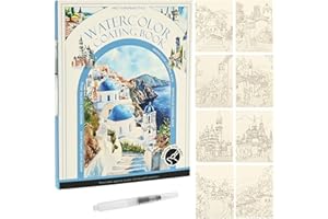 Watercolor Workbooks with 8 Illustractions, Watercolor Coloring Book for Beginner Friendly Animals Painting Kit, Brushes & Mu