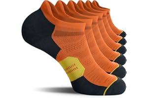 CS CELERSPORT 6 Pack Men's Running Ankle Socks with Cushion, Low Cut Athletic Tab Socks