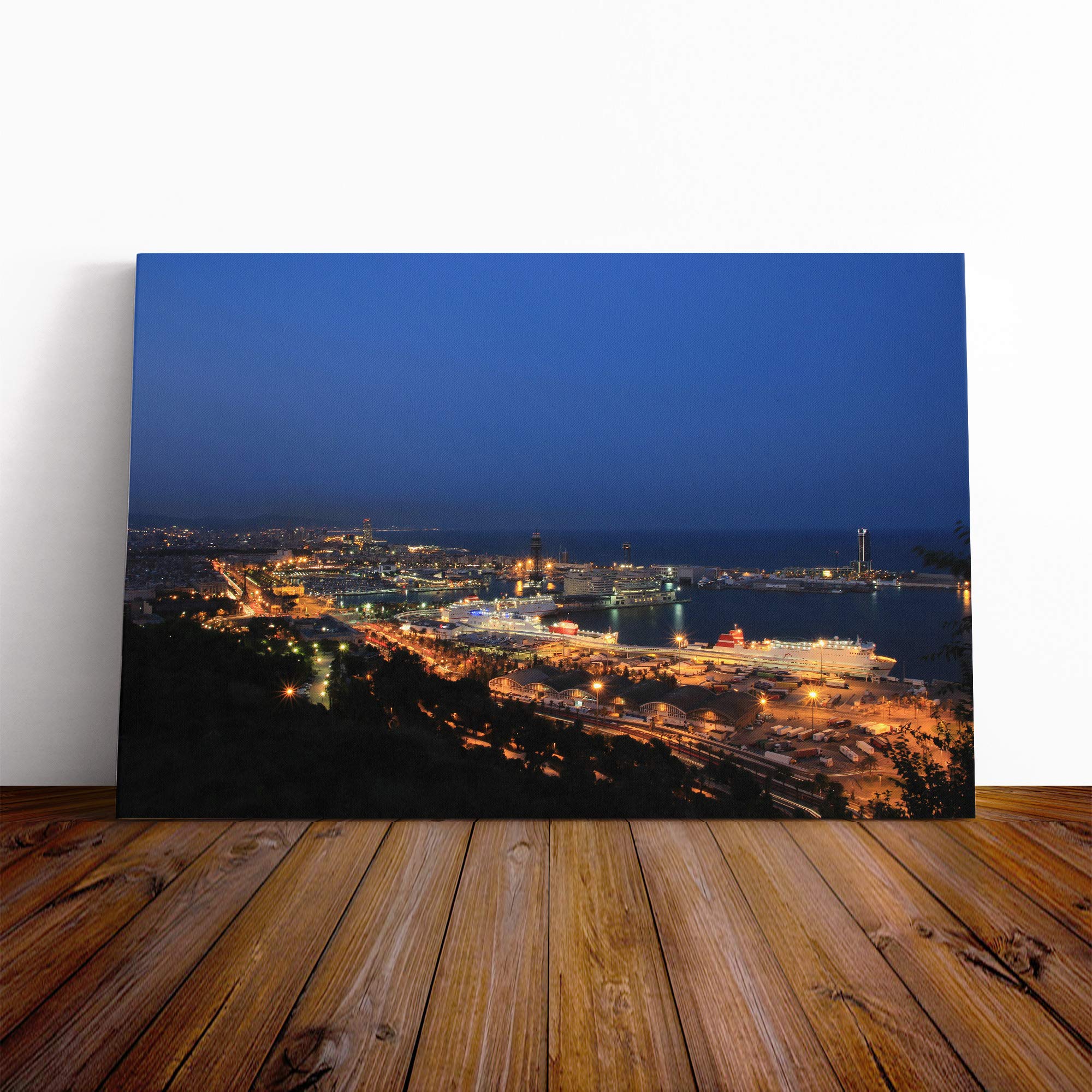 Barcelona Spain Skyline Canvas Print | Gallery Wrapped 30mm Frame Wall Art | 20x14 inches | Ready to Hang | Modern Cityscape Picture | Living Room Bedroom Lounge Office