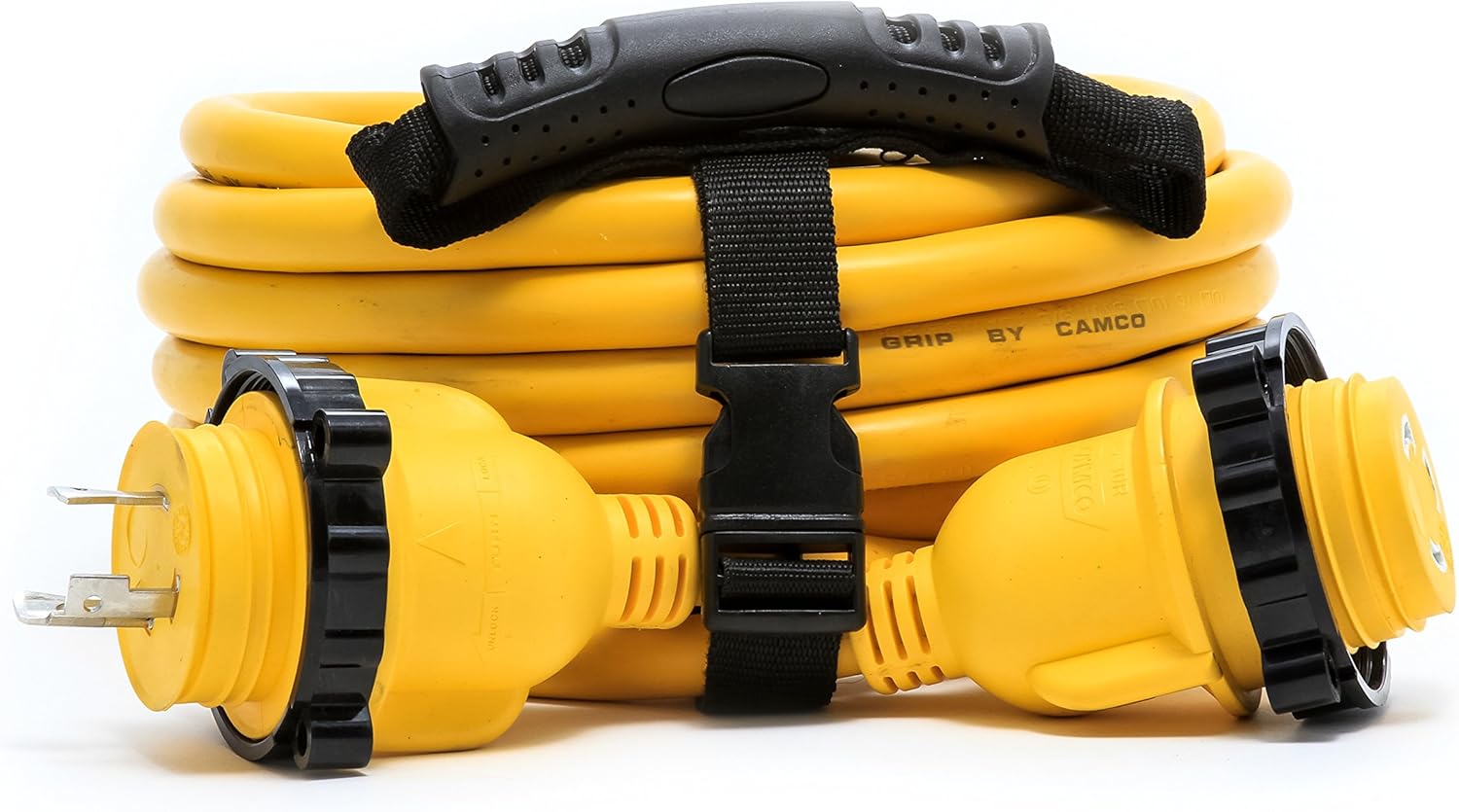 Camco 25’ PowerGrip Marine Extension Cord with 30M/30F Locking Adapter | Allows for Easy Boat Connection to Distant Power Outlets | Built to Last (55611): Automotive