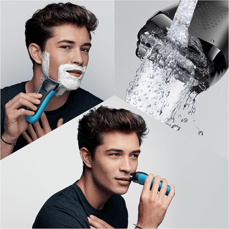 Serie 3 Rasoio Elettrico Barba Proskin, 3040s Nero e Blu Notte