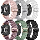 Easuny 6 Pack Stretchy Bands Compatible with Samsung Galaxy Watch 8 Band 40mm 44mm, Samsung Galaxy Watch 8 Classic 46mm Loop, Elastic Nylon Fabric No Gap Sport Strap Replacement for Women Men