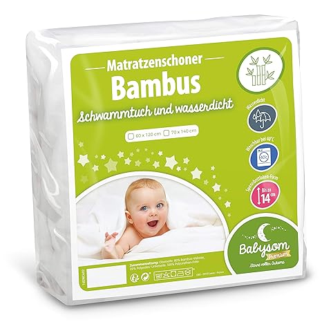 Babysom - Baby Matratzenschoner | Kinder Matratzenauflage - Bambus - 60x120 cm - Naturfaser - Wasserdicht - Sanft und atmungs
