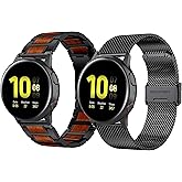 Anrir Bands for Garmin Vivoactive 3, 20mm Red Sandalwood+Mesh Stainless Steel Band for Forerunner645/245, Galaxy Watch 42mm/Galaxy Watch Active 2 40mm/44mm/Galaxy Watch 3 41mm-2Pack