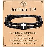 Mens Cross Bracelet for Teen Boys Gift Ideas,Christmas Stocking Stuffers for Teens,Christian Religious Jewelry Gifts for Son from Mom Catholic Baptism Confirmation Birthday Gift for Grandson Nephew