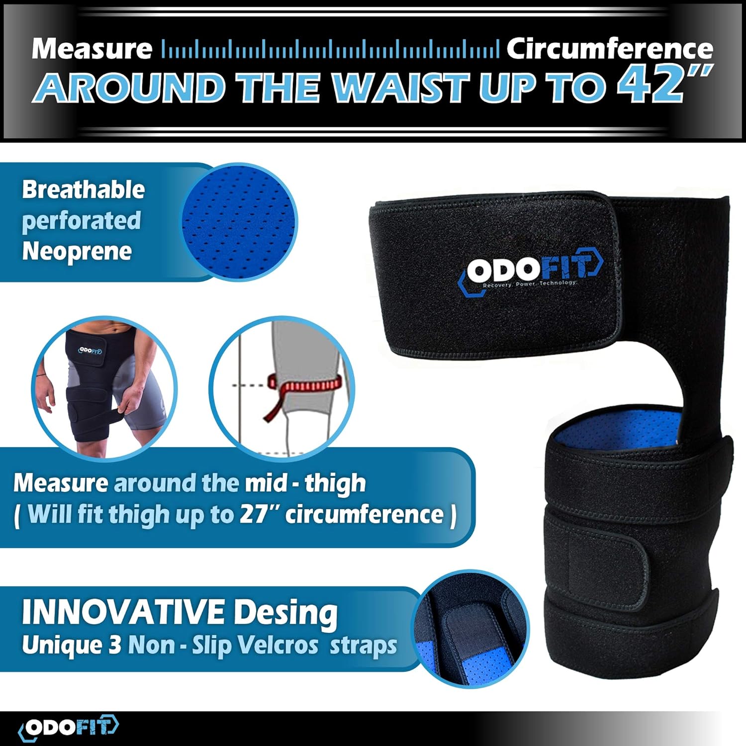 Hip Brace-Groin Wrap for Sciatica Pain Relief Thigh Hamstring Compression Sleeve - Unique Quadriceps Support Hip Flexor Arthritis for Pulled Muscles-Sciatica Nerve Brace Injury for Men (Right Leg): Sports & Outdoors