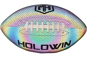 HW HOLOWIN Holographic Luminous Light Up Reflective Football for Night Games & Training, Glowing in The Dark, Great American Football Toy Gifts for Boys, Kids, Men