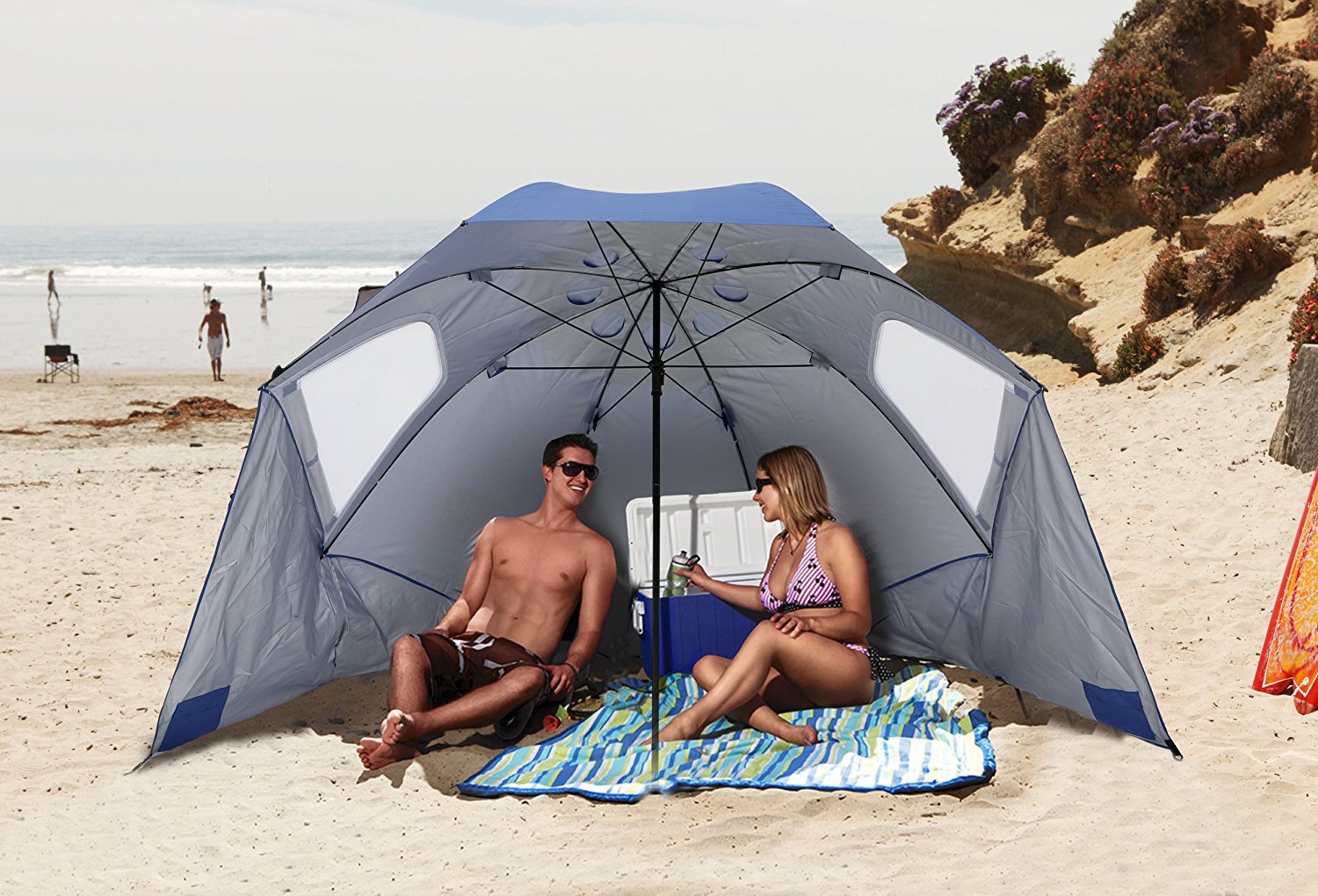 SportBrella XL Vented SPF 50+ Sun and Rain Canopy Umbrella for Beach