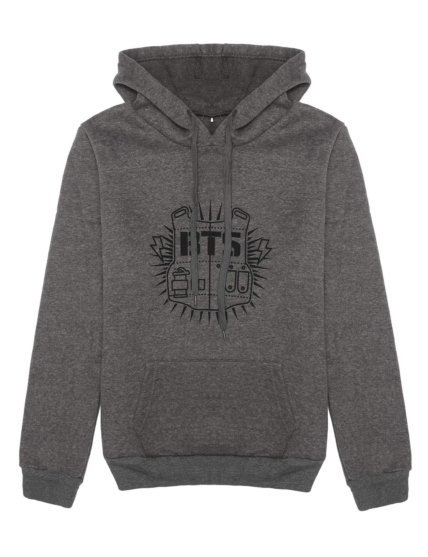 Etuoji Women Hooded Long Sleeve Letters Printed Pullover Casual Sweatshirt