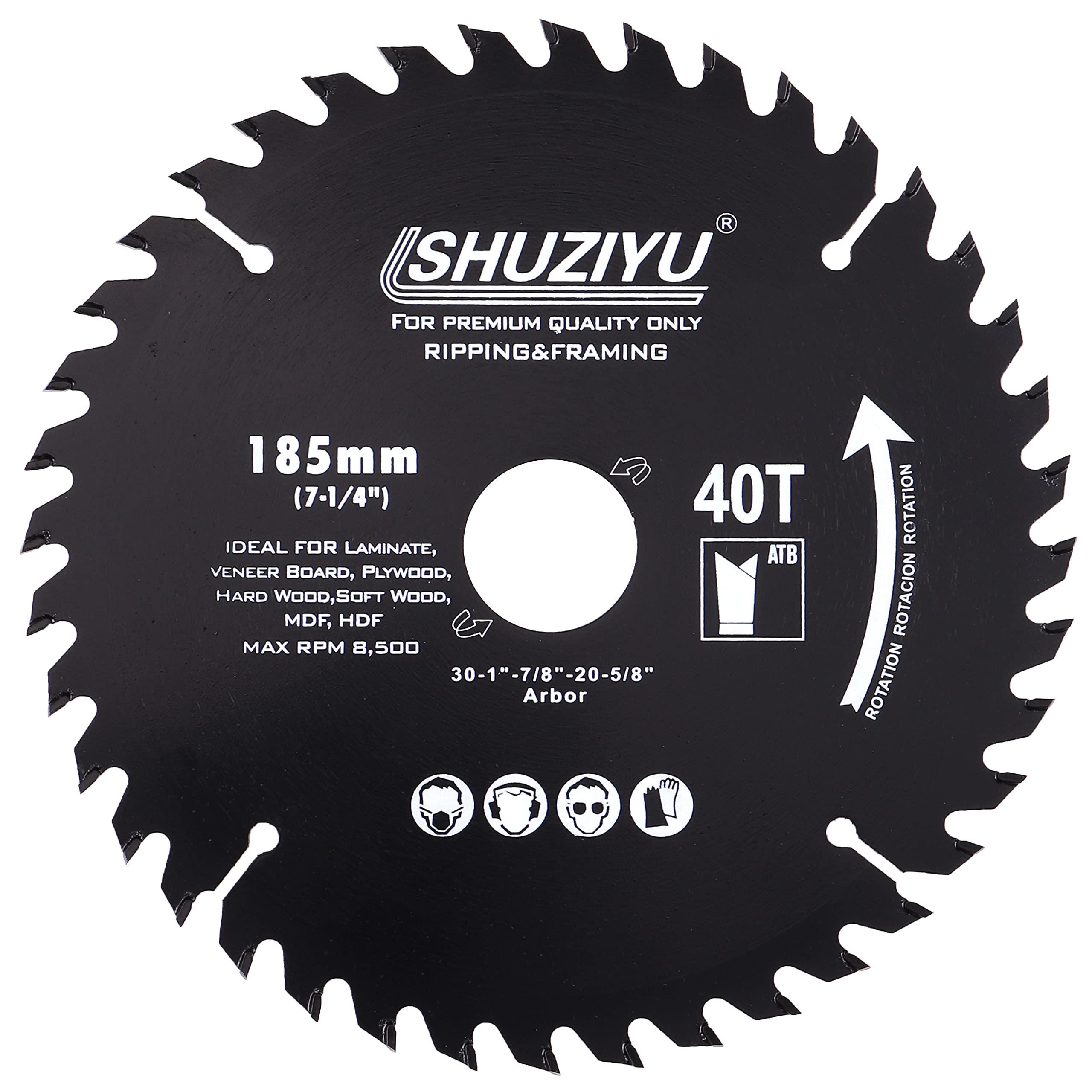 LSHUZIYU. 185mm 40T, Centre hole 30mm with 25.4-22.23-20-15.88mm Washer. Wood Working Circular Saw Blade. Mitre Saw Blade, Table Saw Blade