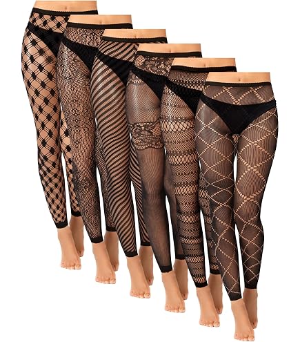 3xl fish nets Newcotte 6 Pairs Halloween Fishnet Tights for Women Style:9