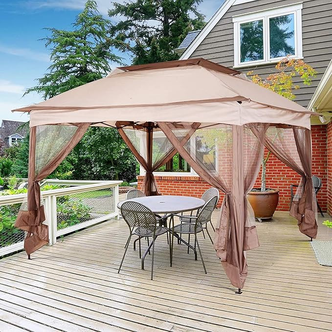 WSN Metal Gazebo, Party Canopy Garden Pop Up Tent Outdoor