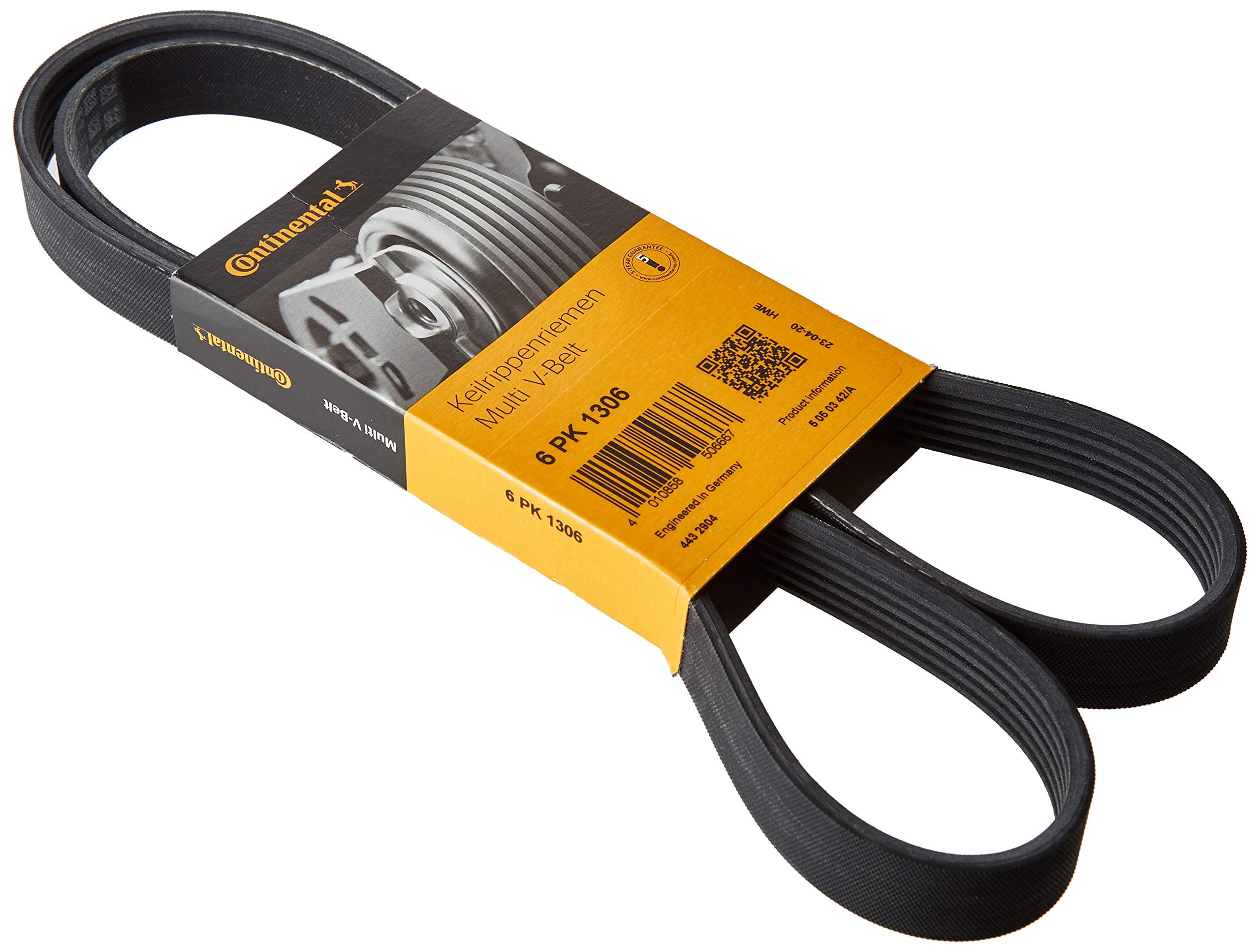 Contitech V-Ribbed Belt 6PK1306, Black