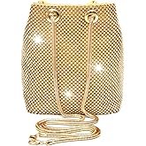 Vgift Luxury Full Rhinestone Bucket Bag, Bling Evening Bag Purse for Women