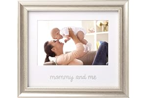 Lil Peach Mommy and Me Photo Frame, Newborn Baby Keepsake, Mother's Day Gifts, Gender-Neutral Nursery Decor, 4" x 6" Photo Insert, Silver