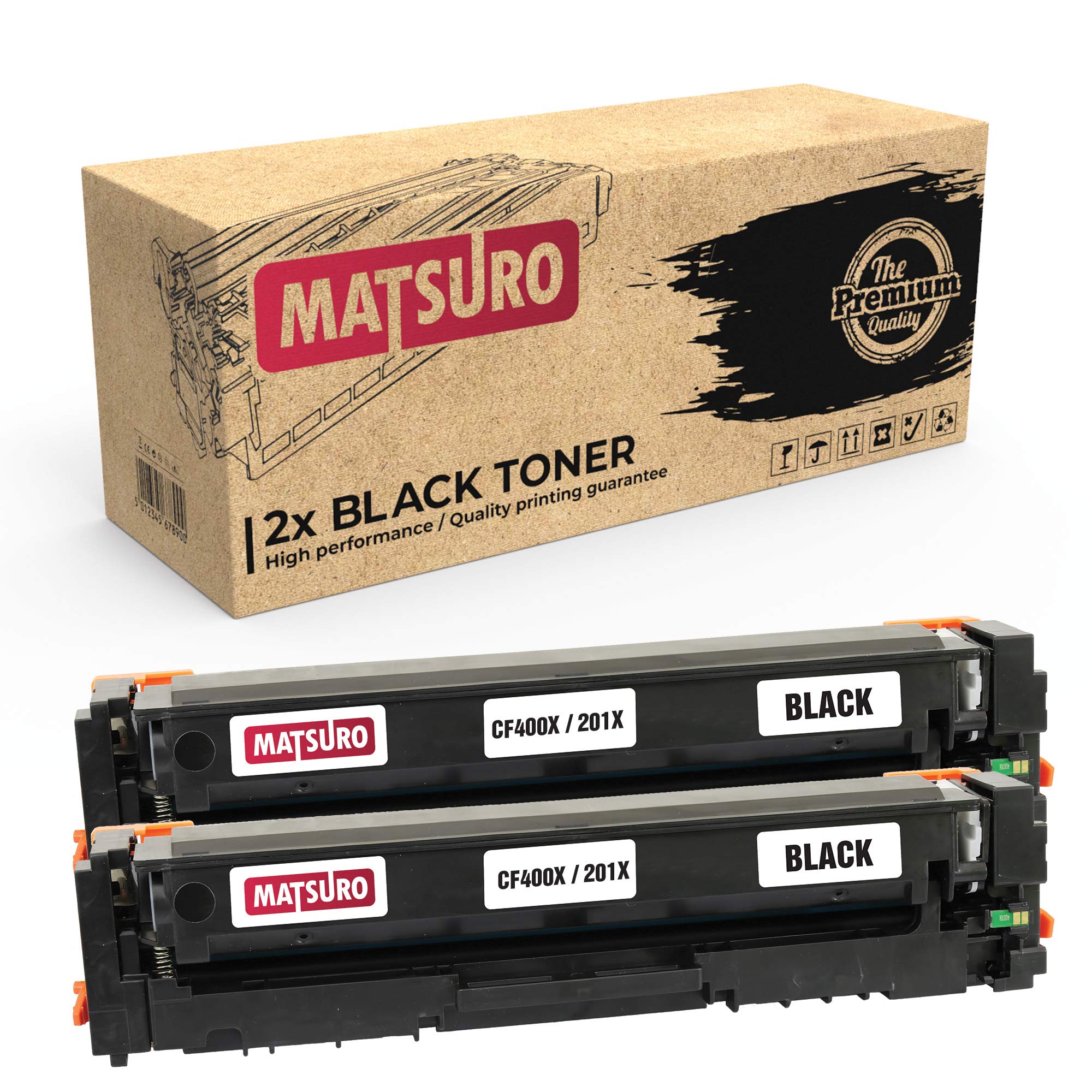 Matsuro Original | Compatible Toner cartridge Replacement for HP CF400X CF401X CF403X CF402X 201X (2 BLACK)