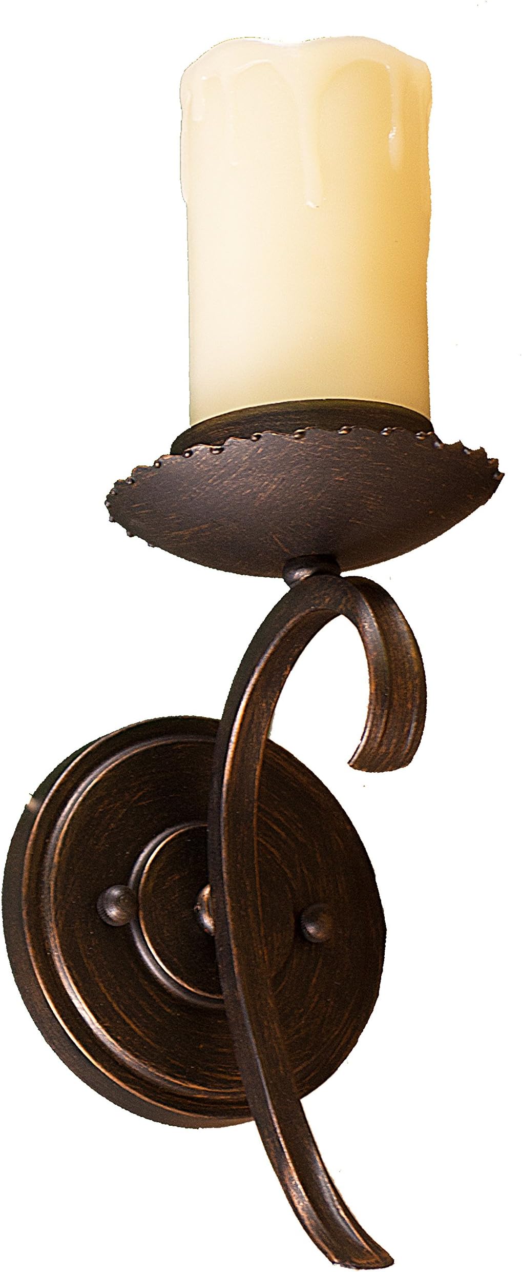 Wall Sconce Light by HOMEnhancements 1 Light Rubbed Bronze with Faux Candle, Traditional/Southwest Design Style 15"x5". Ideal for Living Room, Bedroom, Hallway or Bathroom.