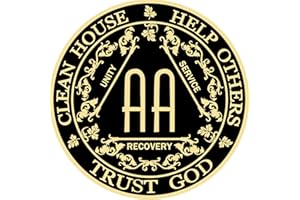 GOSIN Black & Gold 1-10 Years Alcoholics Anonymous Medallion AA Coin Capsule Included (No Year)
