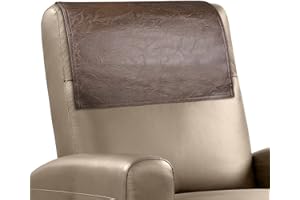 NZDWZDN Recliner Headrest Protector Faux Leather Headrest Cover for Recliner Chair Headrest Cover Chair Arm Covers Couch Headrest Cover for Furniture Sofa Protector for Home Office 17 x 27In (Brown)