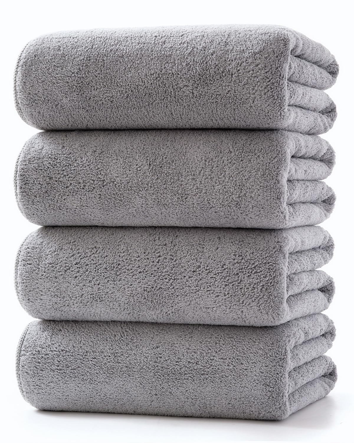 Lumimi Towels 4-Piece Soft Microfiber Small Gym Salon Hand Towel Set Washcloth Incredibly Absorbent Lightweight Quick Dry and Durable, 29" L x 13" W, 4 Pack Light Grey