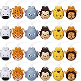 Hoolerry 24 Sets Zoo Animal Cups with Straws and Lids, 10 oz Plastic Reusable Safari Jungle Animal Theme Kids Cups for Safari Birthday Party Supplies