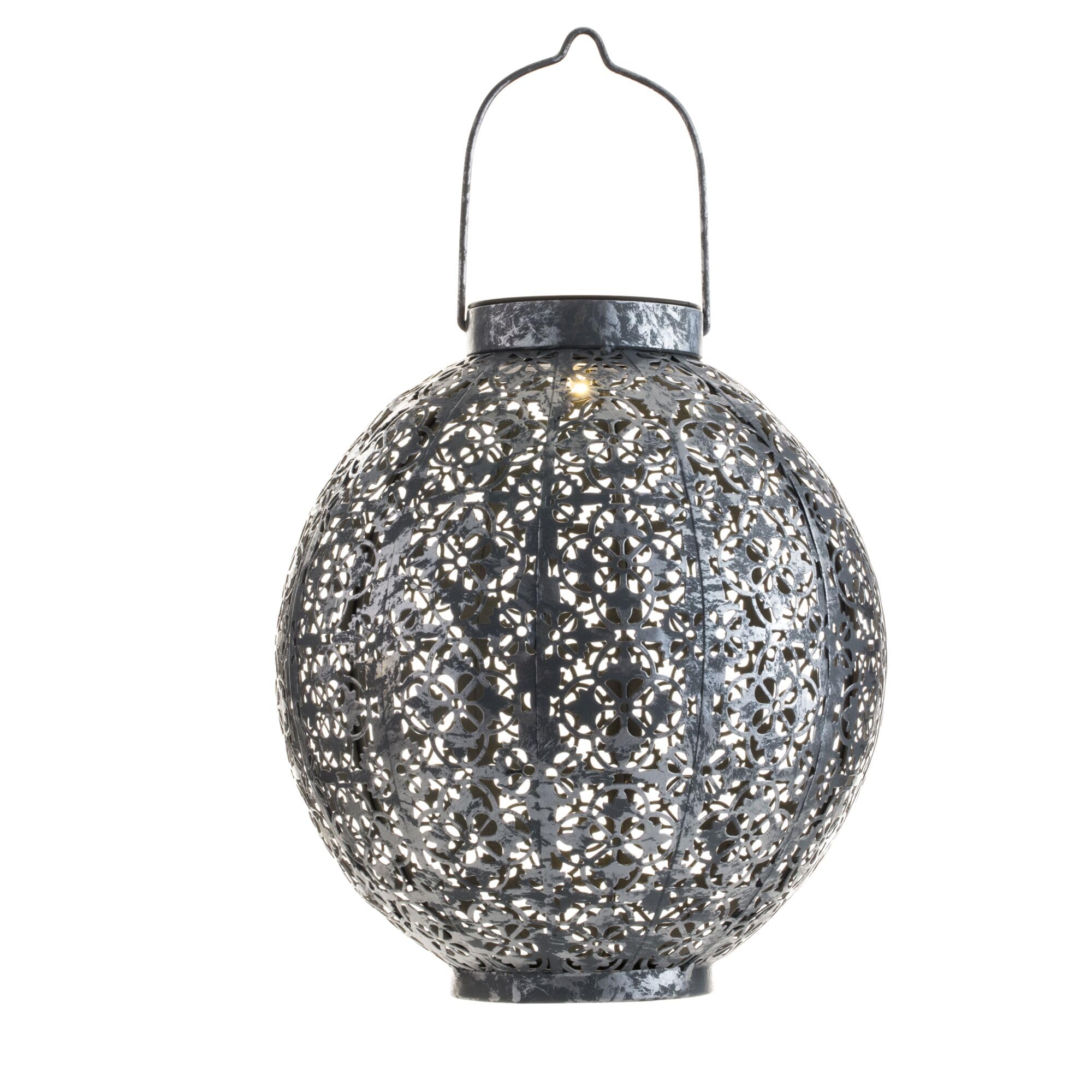 Pauleen 48069 Sunshine Aura Solar Lantern in Moroccan Silver for Outdoor use – Balcony or Garden