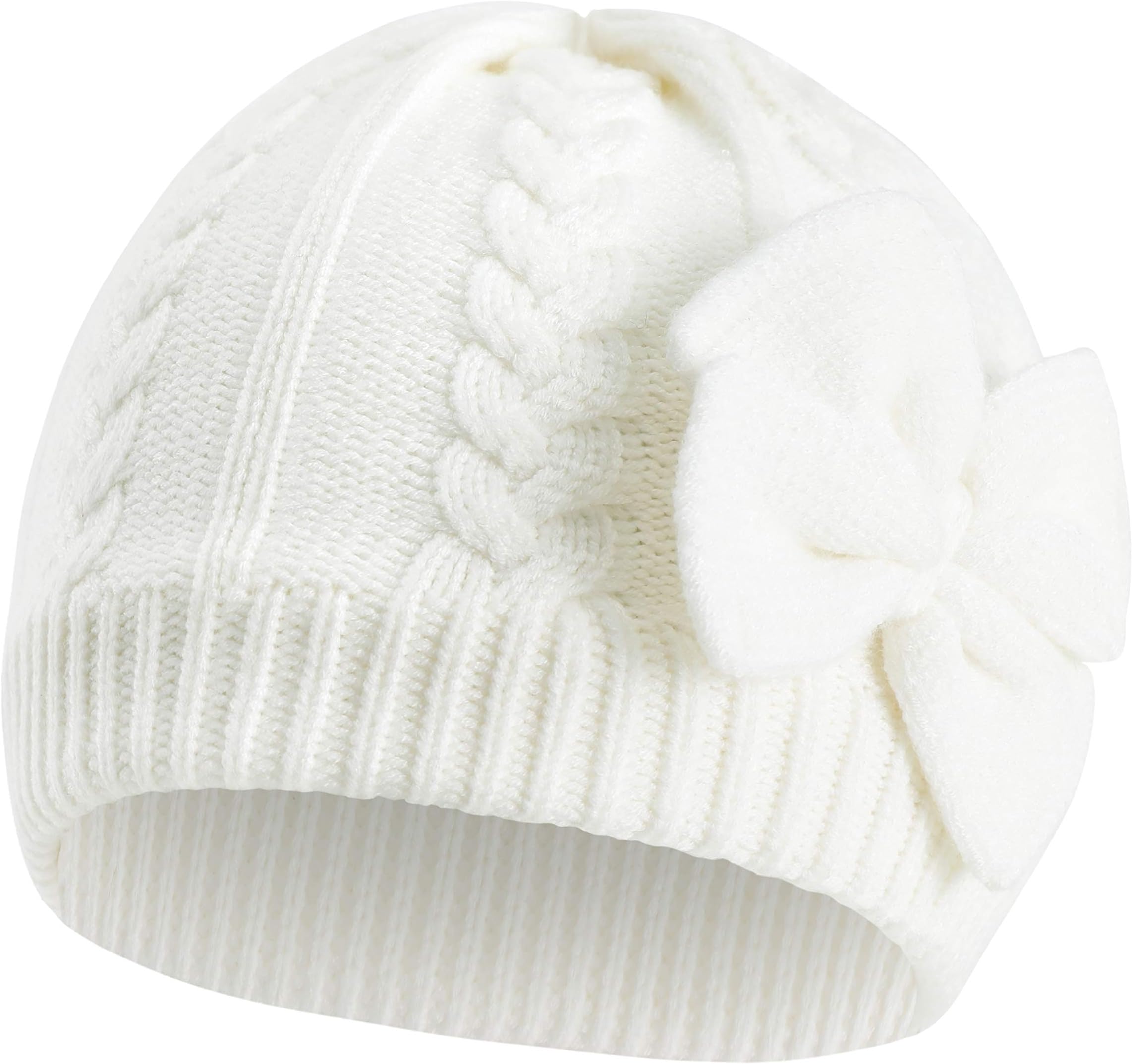 Baby Hat for Girls Winter Warm Knitted Beanie Cotton Lined Caps for Infant Toddler Girls Autumn Cute Bow Classic