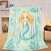 Mermaid Blanket Mermaid Gifts for Women Girls Cute Throw Blanket Soft Flannel Cozy Fleece Fuzzy Plush Warm Bedding Stuff for Kids Adults 40 x 50 Inch