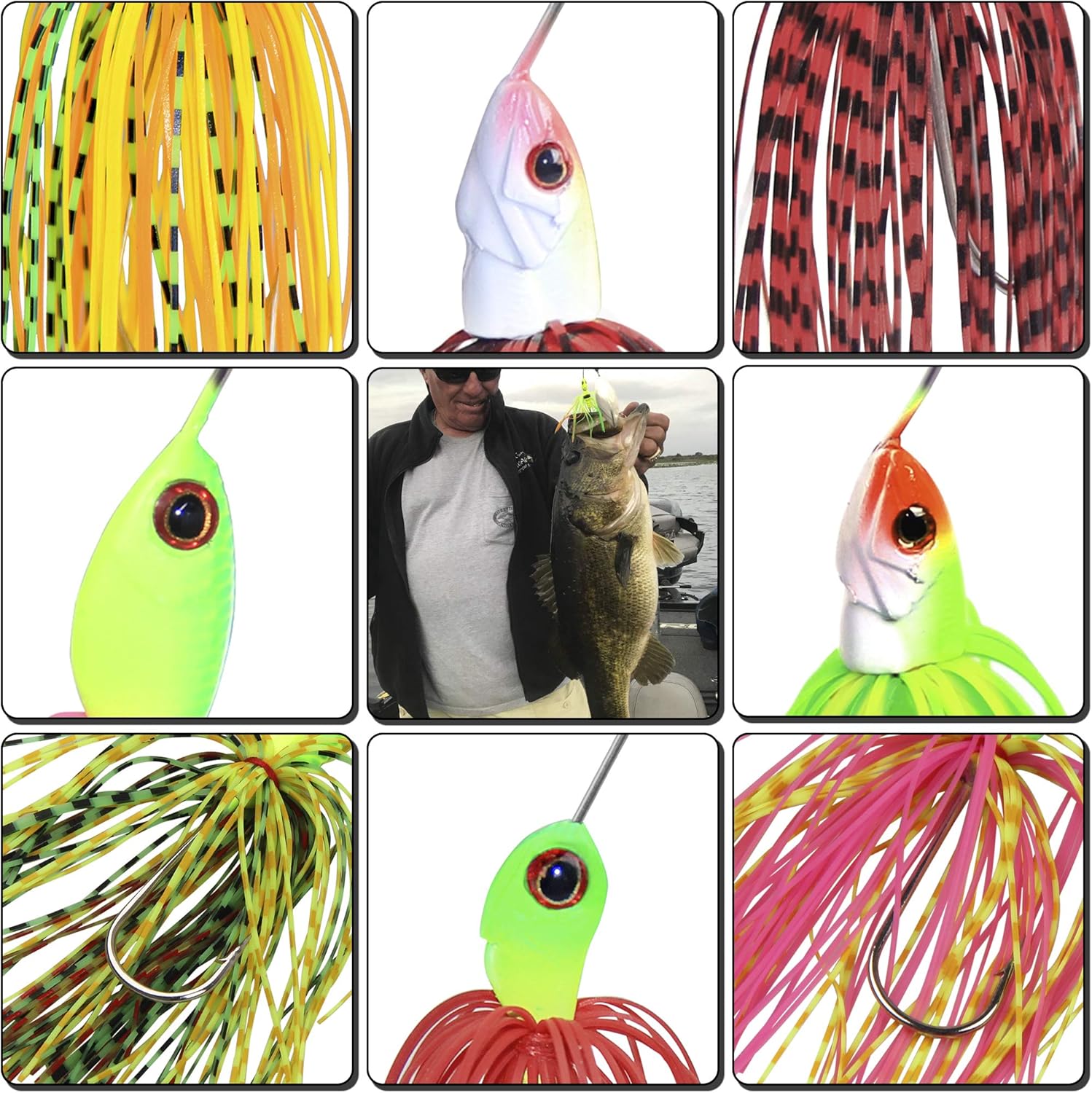 Spinnerbait Fishing Lures Bass Lure Spinner Bait Buzzbait Fishing Lure Hard Metal Spinnerbait Trout Lure Swim Jig for Bass Pike Salmon Freshwater Saltwater Fishing 6/12pcs : Sports & Outdoors