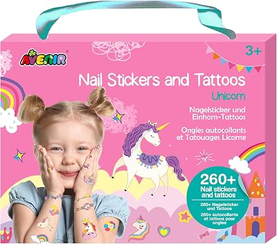 Avenir Unicorn Nail Stickers & Tattoos Set 260+ Kids 3+ Creative