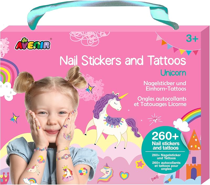 Avenir Unicorn Nail Stickers & Tattoos Set 260+ Kids 3+ Creative