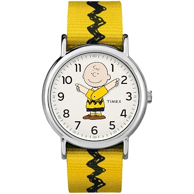 Timex Unisex TW2R41100 Weekender 38mm Peanuts Charlie Brown Nylon Slip-Thru Strap Watch