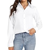 J.VER Button Down Shirts for Women Stretch Collared Cotton Long Sleeve Dress Shirt Business Casual Blouse for Work