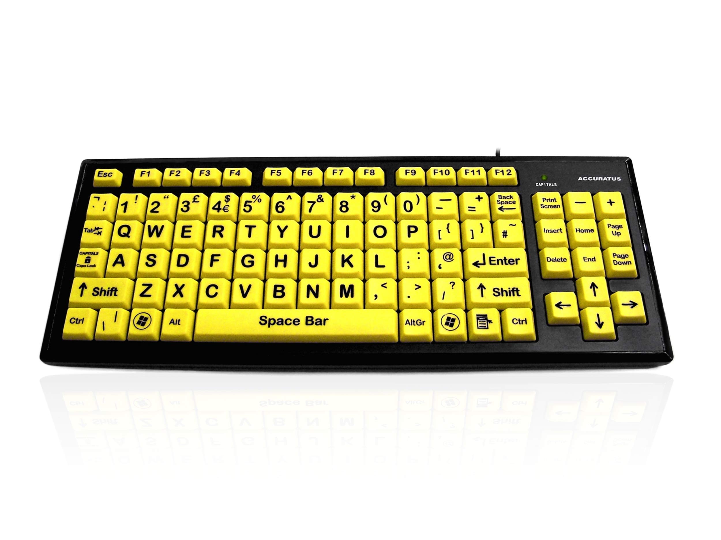 Accuratus Monster 2 - USB High Visibility Keyboard with Extra Large keys and 2 Port USB Hub