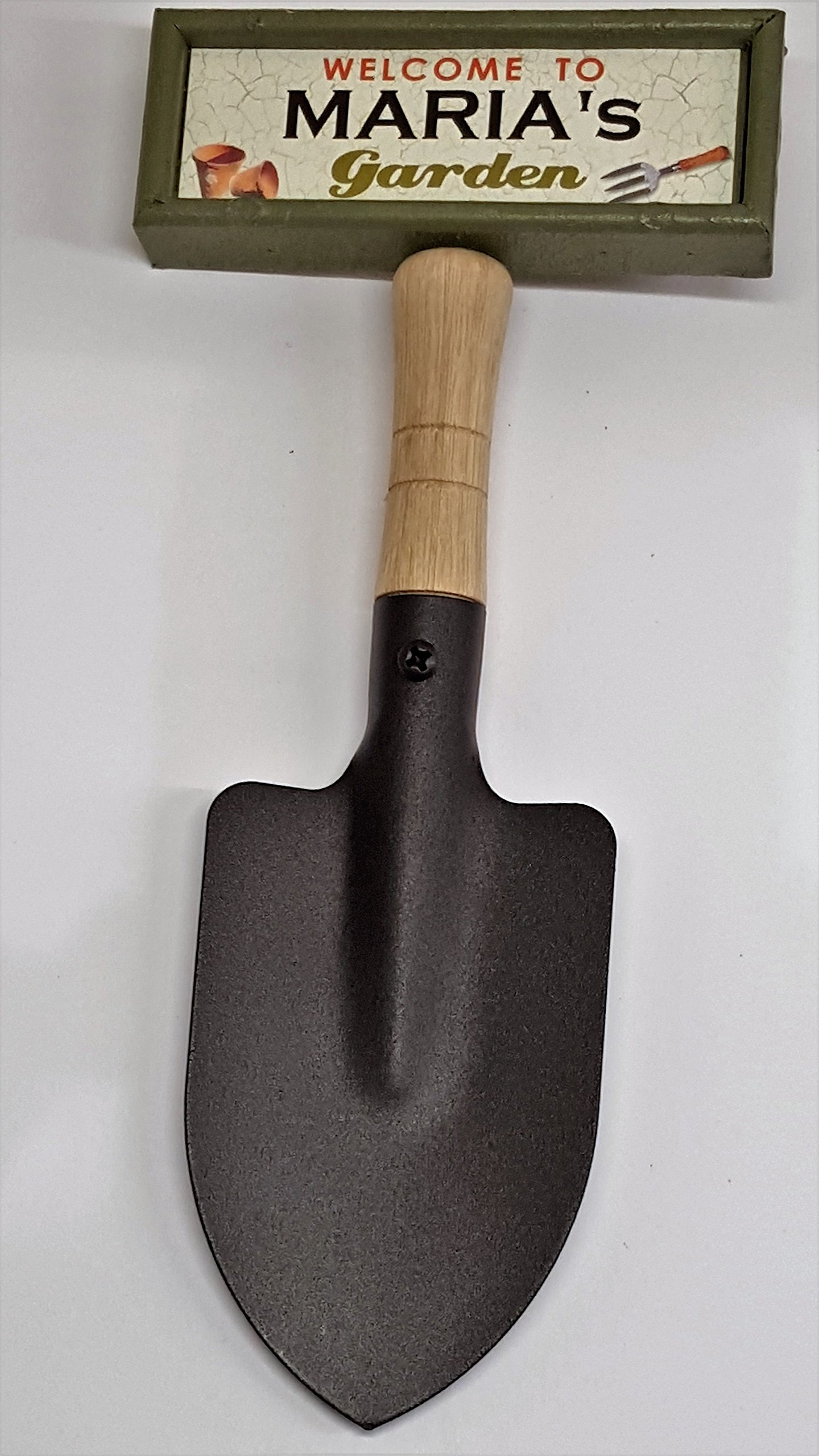 tlm wholesale Welcome to Maria's garden hanging shovel sign