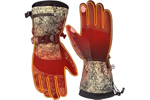 KEMIMOTO Heated Hunting Gloves Camo, Flip Magnetic Winter Heated Gloves for Men Women, Camouflage Thermal Electric Hunter Gear with 2 Rechargeable Battery Packs, 3 Heat Settings Max 140°F Warm