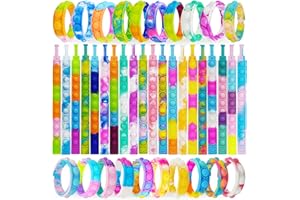 IERKEIE 60 Pcs Pop Bubble Bracelet Fidget Toys, Pop Wristband Fidget Bulk Toy for Party Favors Halloween Christmas Valentine Gifts Student Gifts Easter Egg Basket Stuffer Classroom Prizes Goodie Bag for Kids