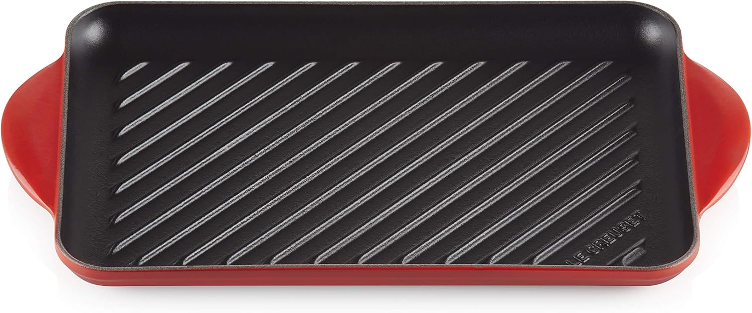 LE CREUSET Rectangular Grill 32cm Cerise, Cherry Red - Image 3