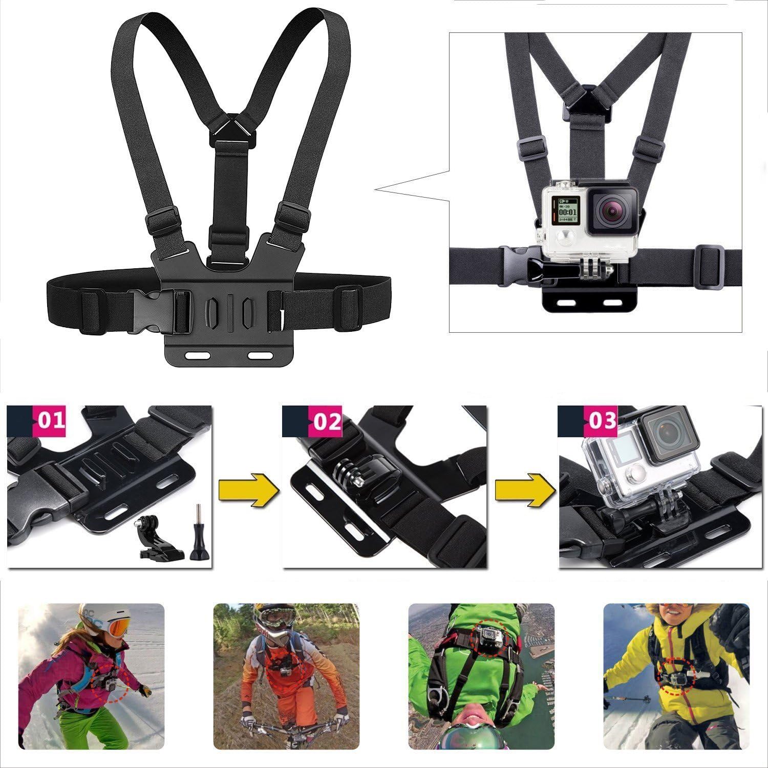 Chest Mount Harness for Action Camera Adjustable Chest Strap Compatible with Gopro Hero 13 12 11 10 9/ AKASO EK7000/ DJI Osmo/WOLFANG/Apeman/Jadfezy - Image 4