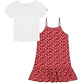 Tommy Hilfiger girls Short Sleeve Two-piece Dress, Relaxed Fit With Classic Design & Crew Neck